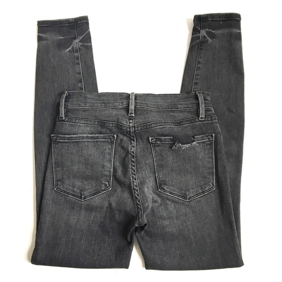 FRAME Le Skinny de Jeanne Crop Denim Jeans in Jackson Peak Black Gray Wash 26 - Picture 6 of 17